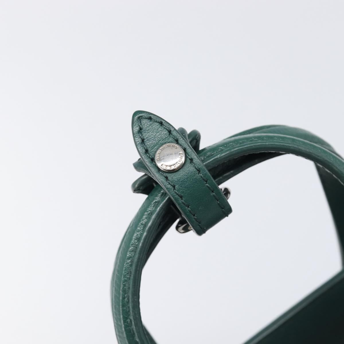 BURBERRY Hand Bag Leather 2way Green Silver Auth BA15318A