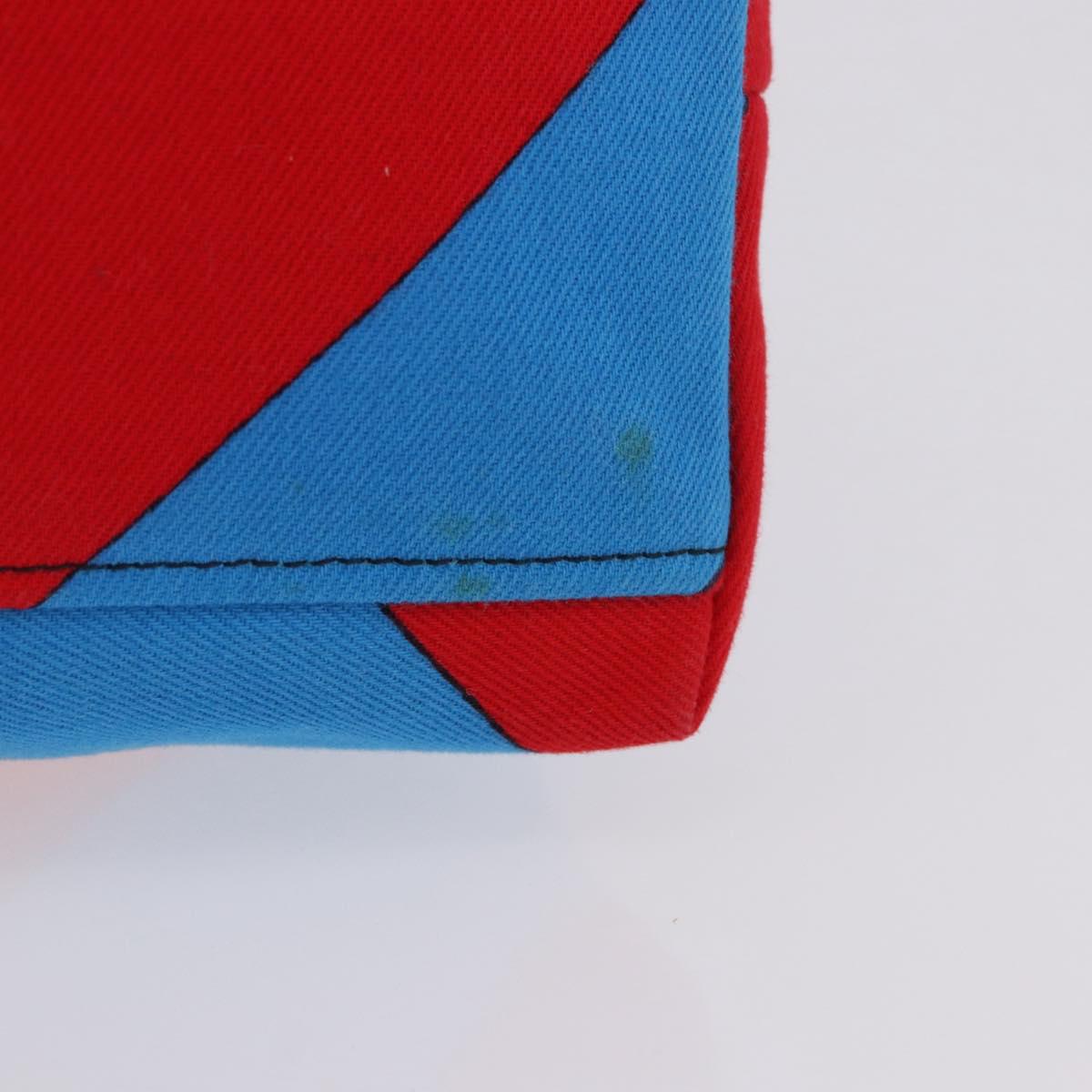 Miu Miu Chain Tote Bag Canvas Red Blue Auth BA15319V