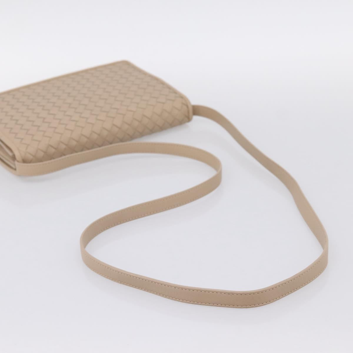 BOTTEGA VENETA INTRECCIATO Shoulder Bag Leather Beige Auth BA15321V