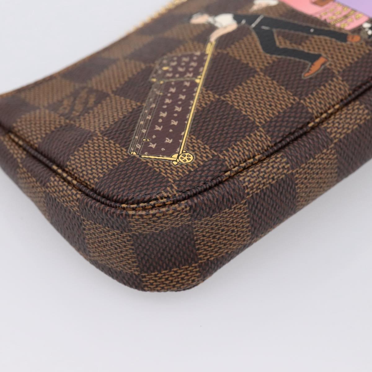 LOUIS VUITTON Damier Ebene Mini Pochette Accessoires Pouch N63003 Auth BA15324M