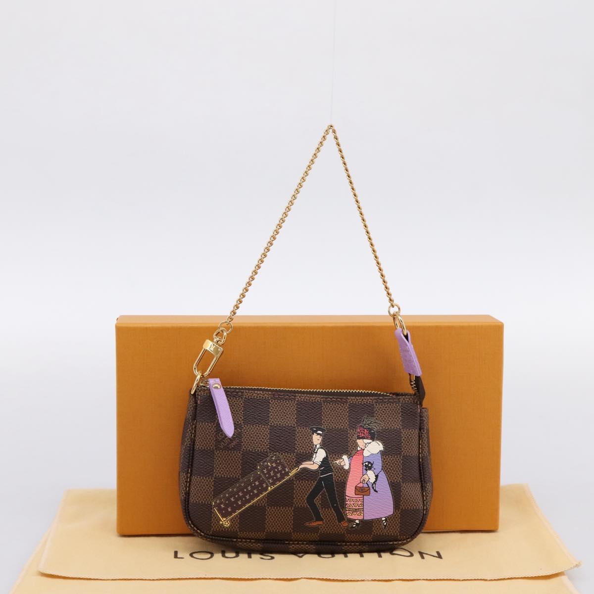 LOUIS VUITTON Damier Ebene Mini Pochette Accessoires Pouch N63003 Auth BA15324M