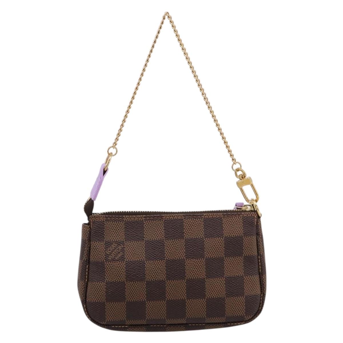 LOUIS VUITTON Damier Ebene Mini Pochette Accessoires Pouch N63003 Auth BA15324M