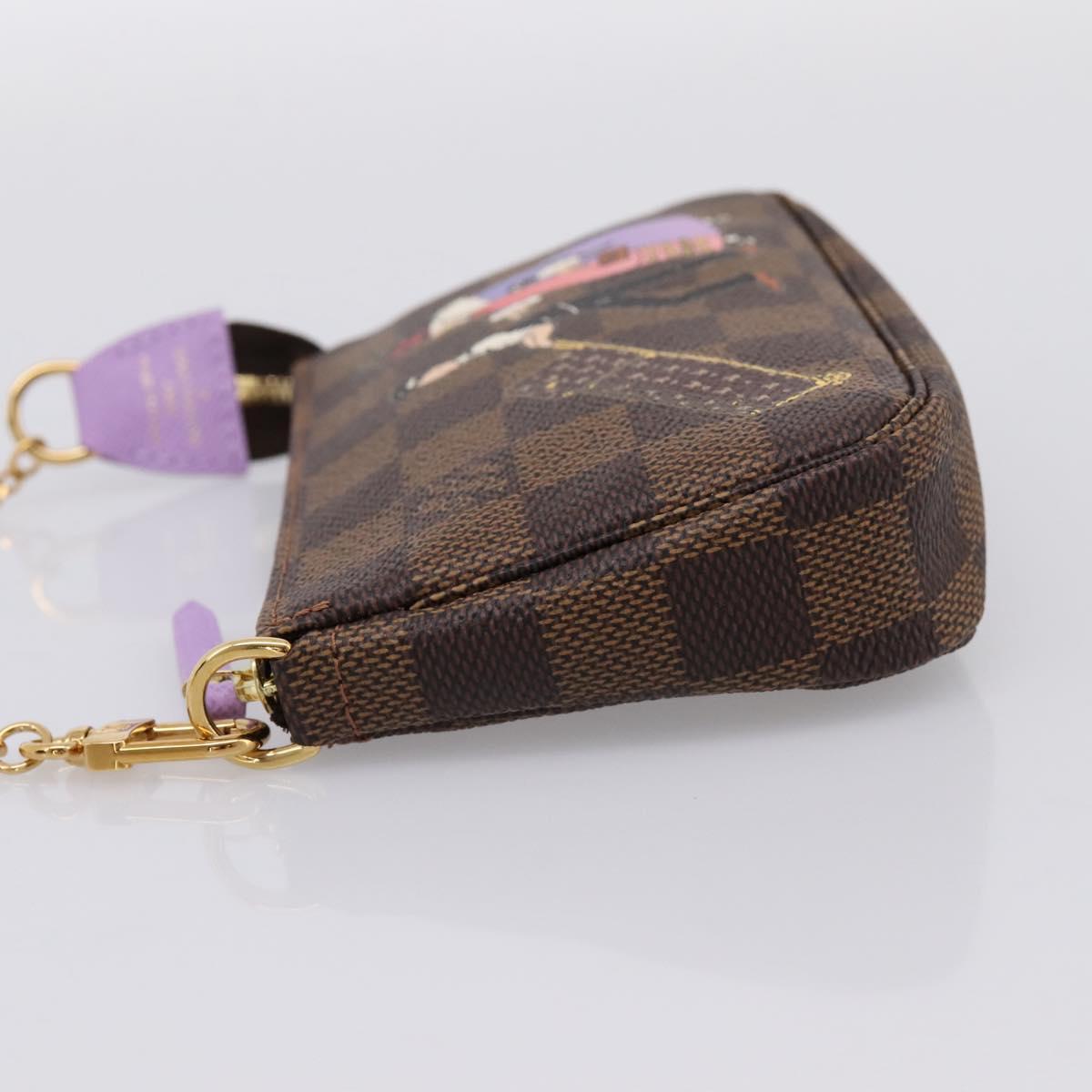 LOUIS VUITTON Damier Ebene Mini Pochette Accessoires Pouch N63003 Auth BA15324M