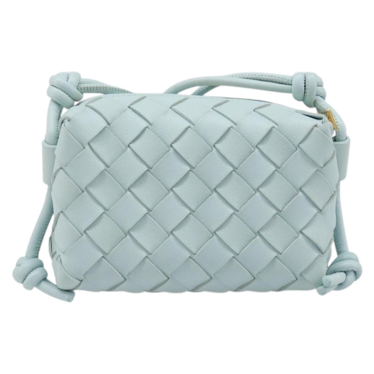 BOTTEGA VENETA INTRECCIATO Candy Loop Camera Bag Leather Blue Auth BA15327V