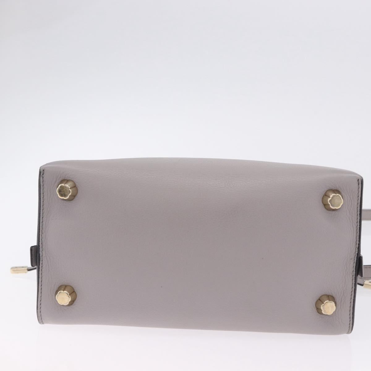 Salvatore Ferragamo Jet Set Hand Bag Leather 2way Gray Gold Tone Auth BA15329A
