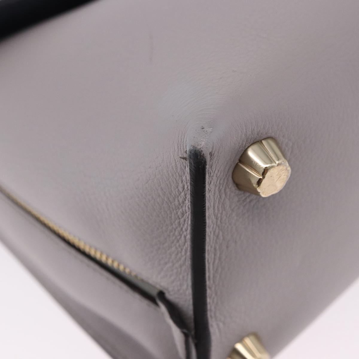 Salvatore Ferragamo Jet Set Hand Bag Leather 2way Gray Gold Tone Auth BA15329A