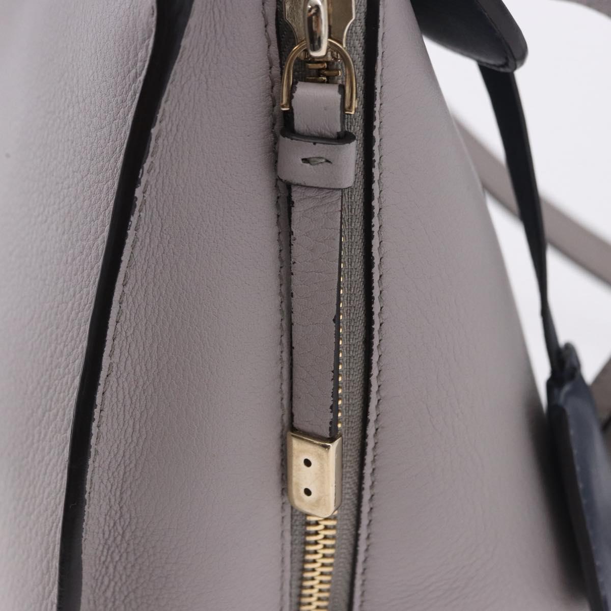 Salvatore Ferragamo Jet Set Hand Bag Leather 2way Gray Gold Tone Auth BA15329A