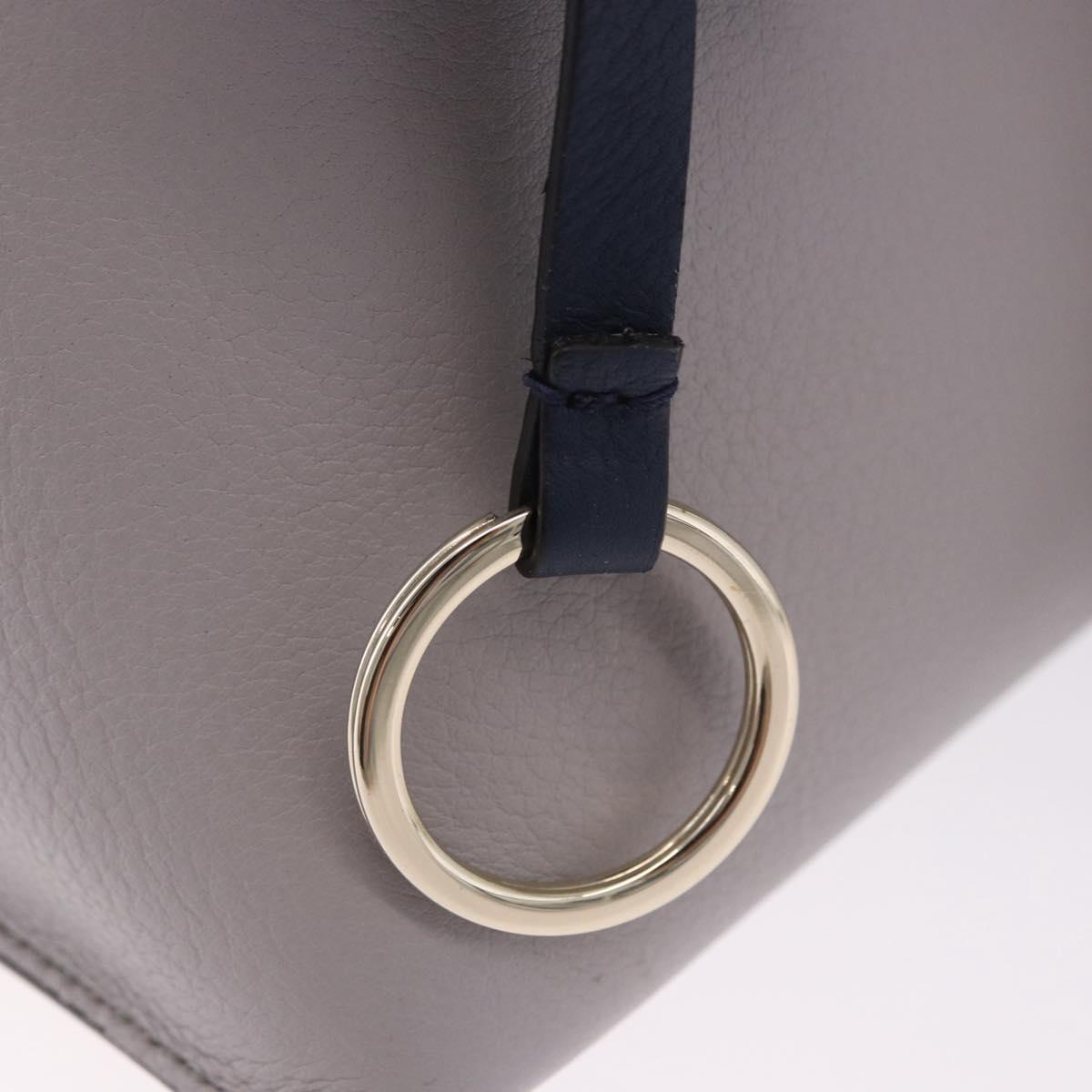 Salvatore Ferragamo Jet Set Hand Bag Leather 2way Gray Gold Tone Auth BA15329A