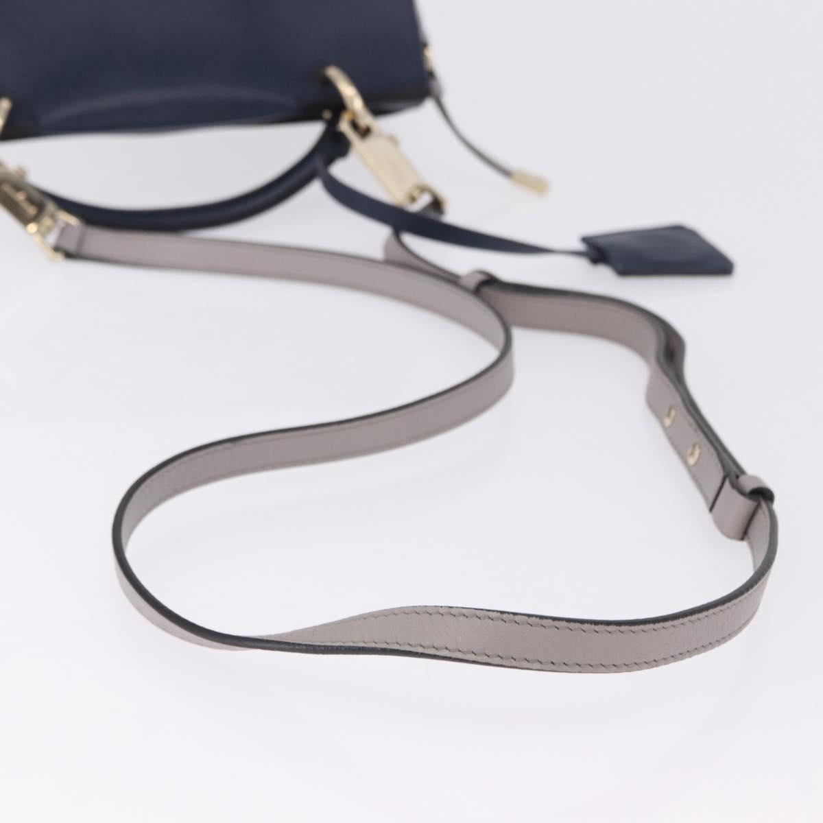 Salvatore Ferragamo Jet Set Hand Bag Leather 2way Gray Gold Tone Auth BA15329A