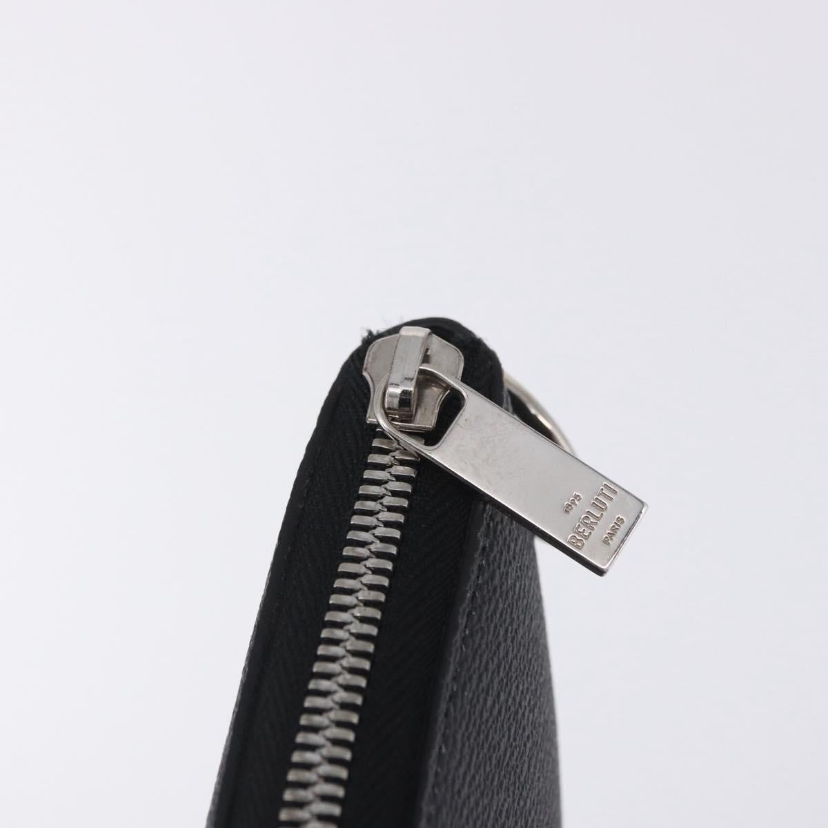 Berluti Clutch Bag Leather Black Silver Auth BA15332A