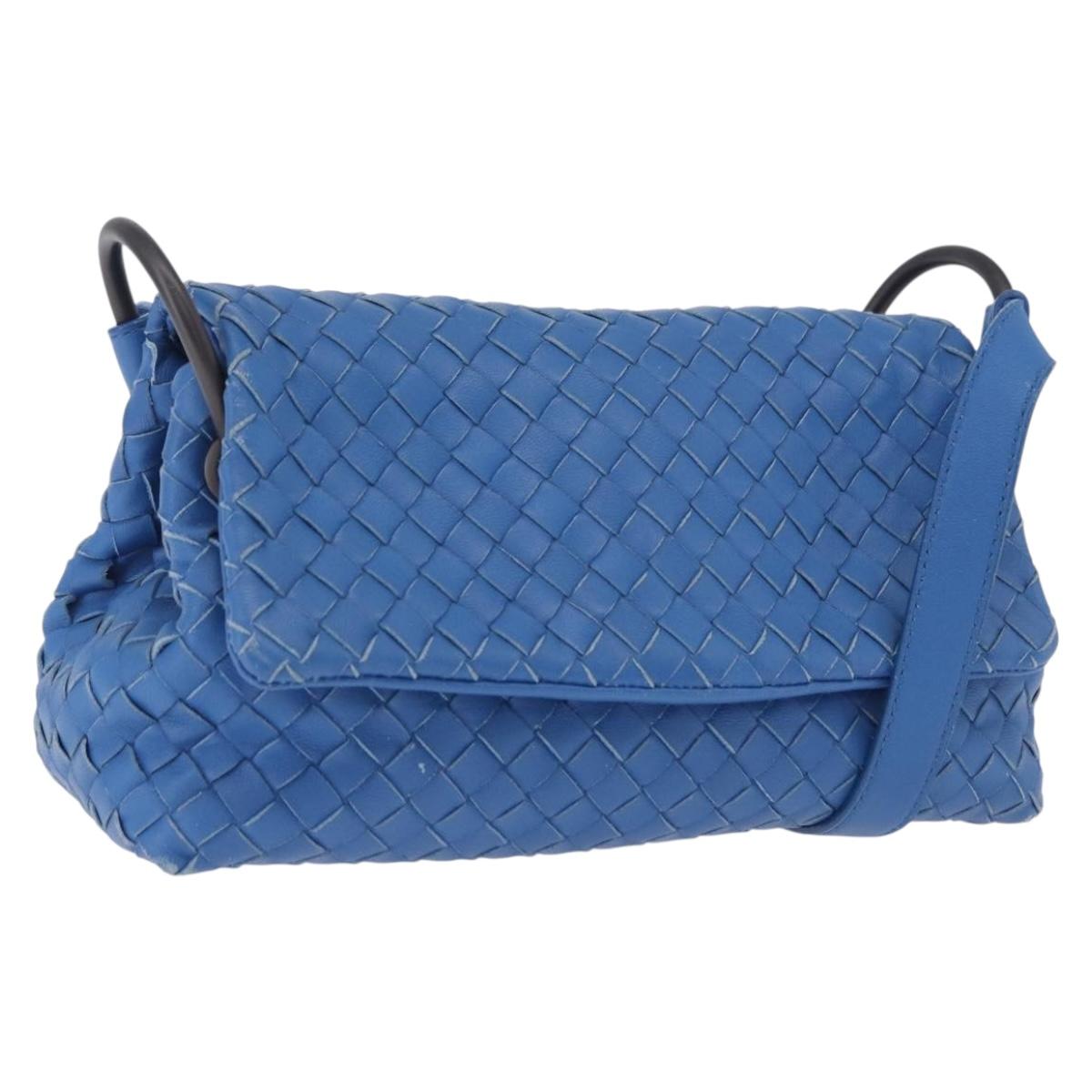 BOTTEGA VENETA INTRECCIATO Shoulder Bag Leather Blue Auth BA15333V