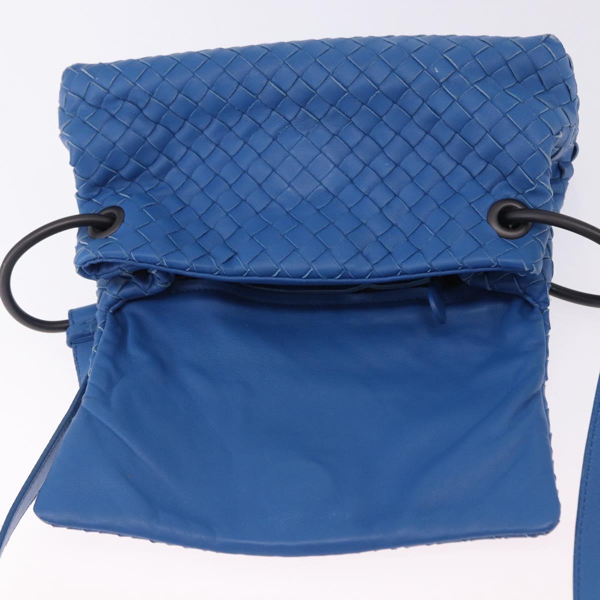 BOTTEGA VENETA INTRECCIATO Shoulder Bag Leather Blue Auth BA15333V