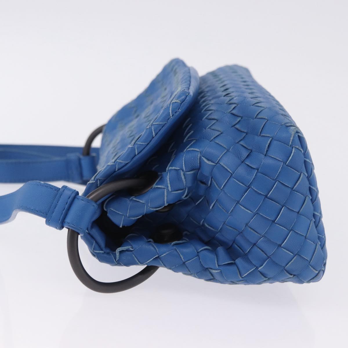 BOTTEGA VENETA INTRECCIATO Shoulder Bag Leather Blue Auth BA15333V