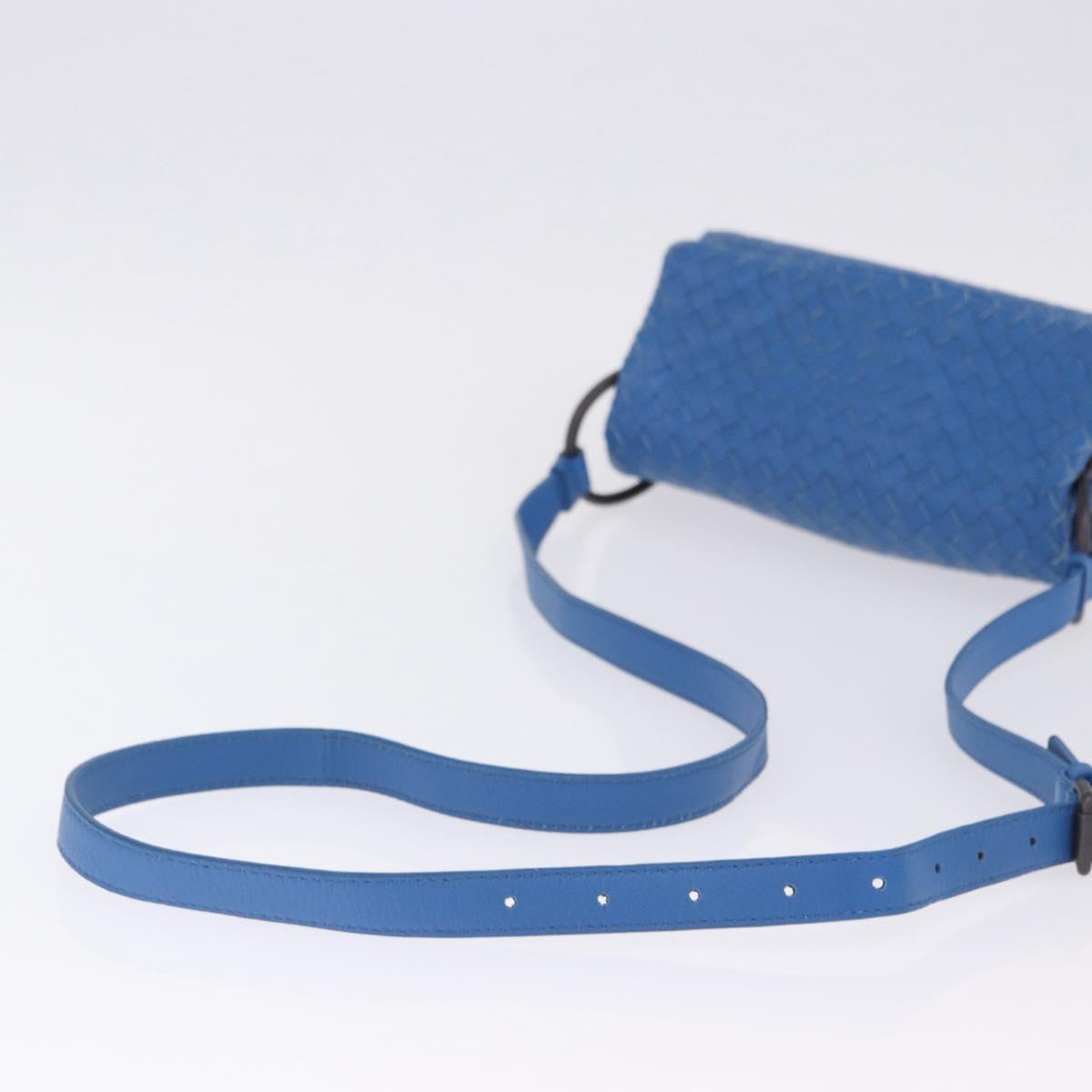 BOTTEGA VENETA INTRECCIATO Shoulder Bag Leather Blue Auth BA15333V