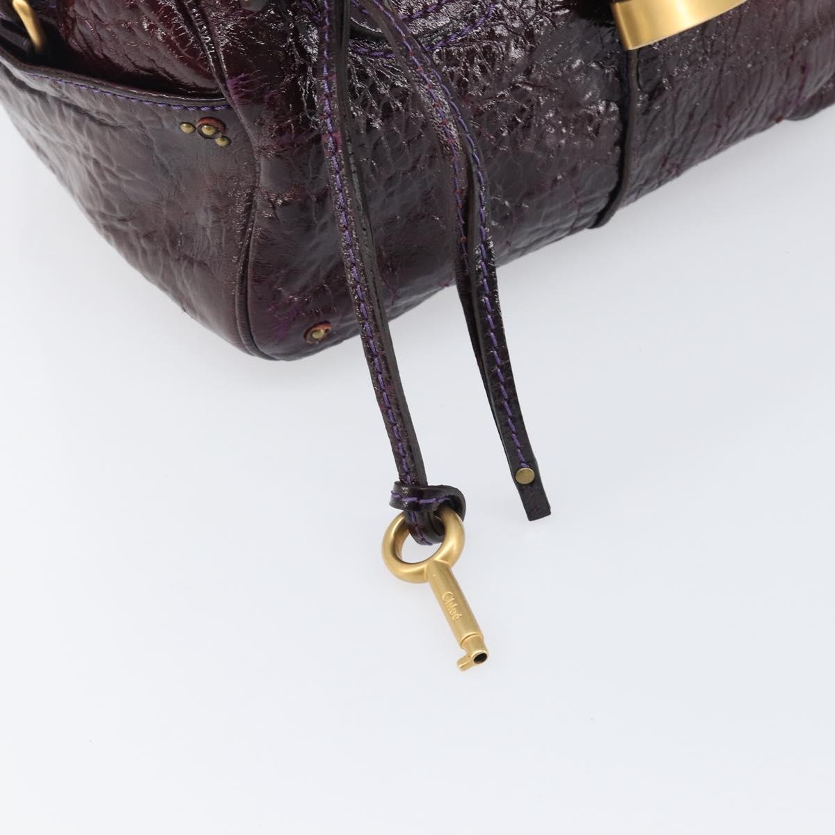 Chloe Paddington Hand Bag Patent 2way Purple Gold Tone Auth BA15334A