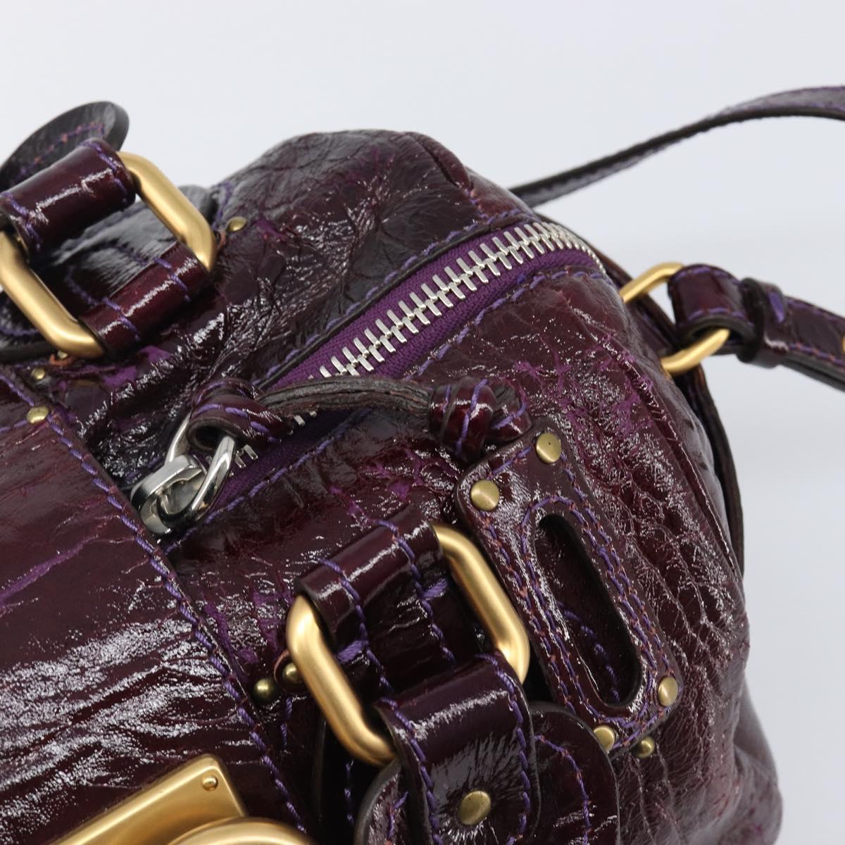 Chloe Paddington Hand Bag Patent 2way Purple Gold Tone Auth BA15334A