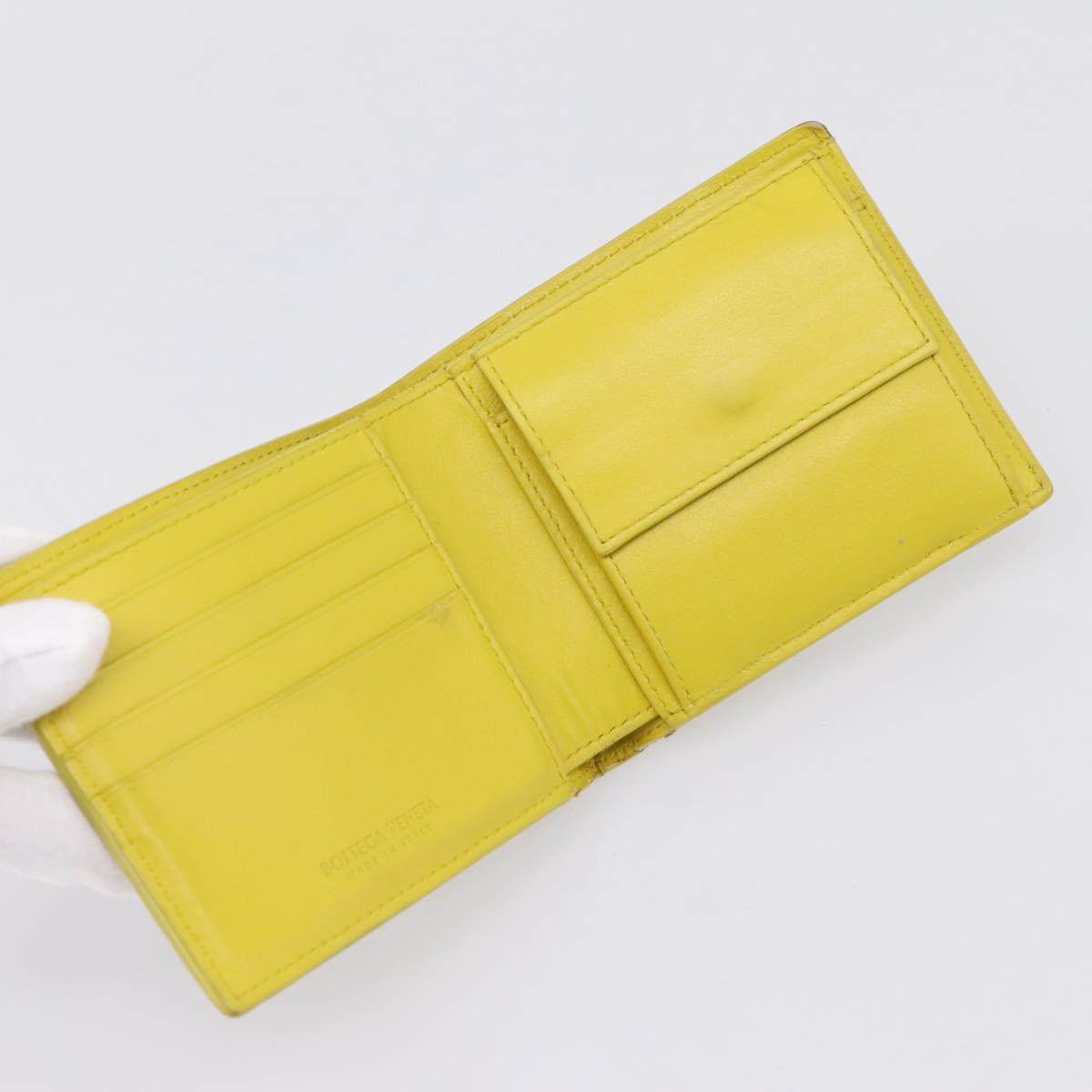 BOTTEGA VENETA INTRECCIATO Bifold Wallet Leather Yellow Auth BA15335