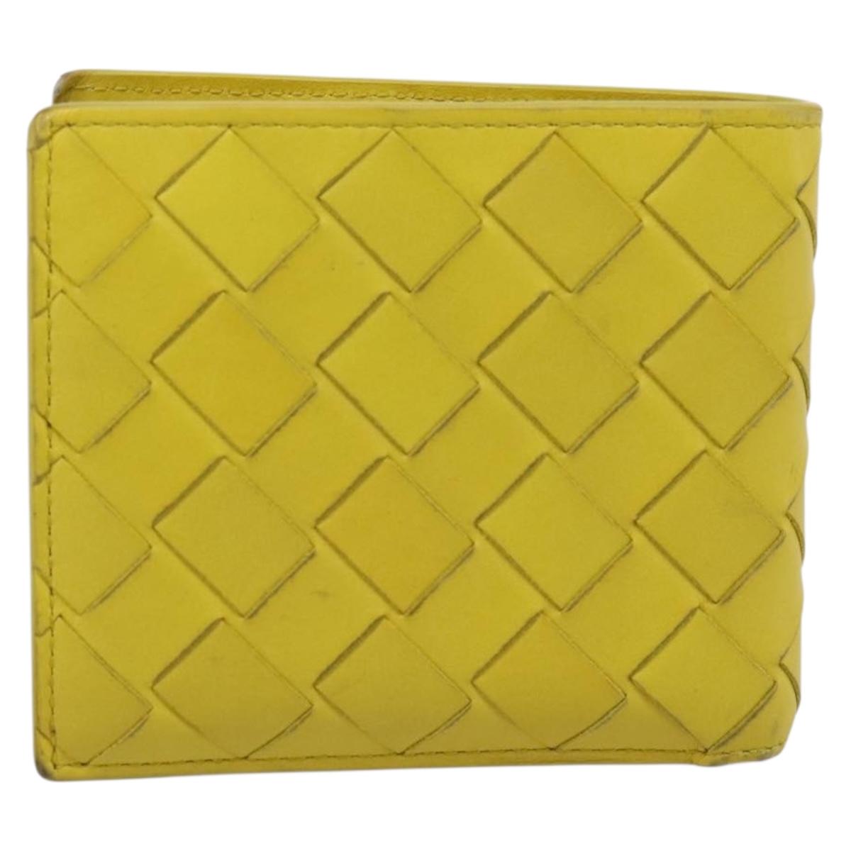 BOTTEGA VENETA INTRECCIATO Bifold Wallet Leather Yellow Auth BA15335