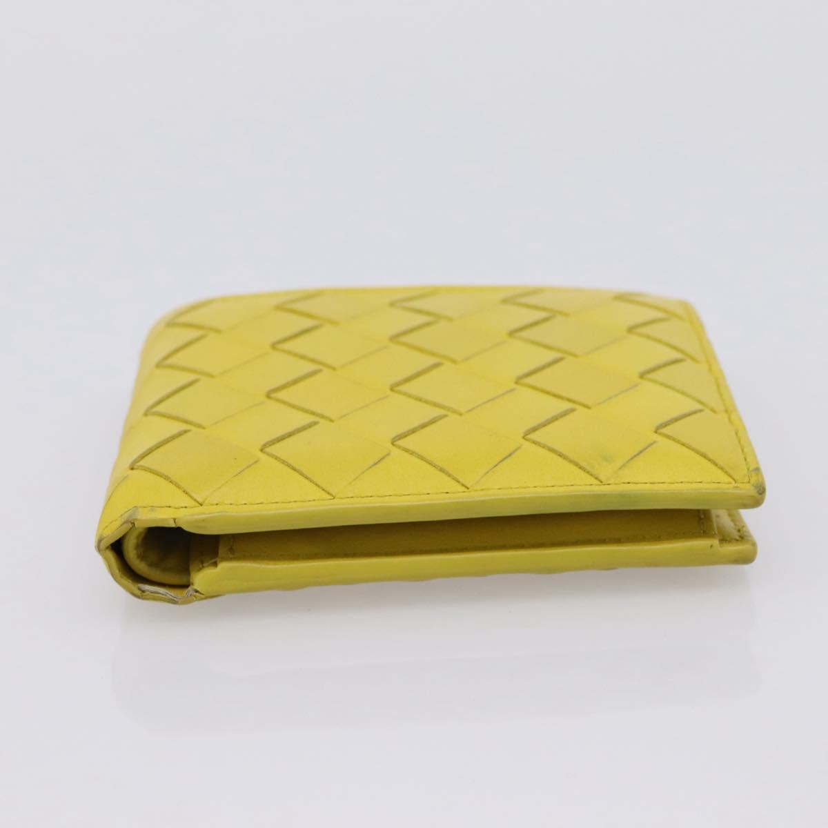 BOTTEGA VENETA INTRECCIATO Bifold Wallet Leather Yellow Auth BA15335