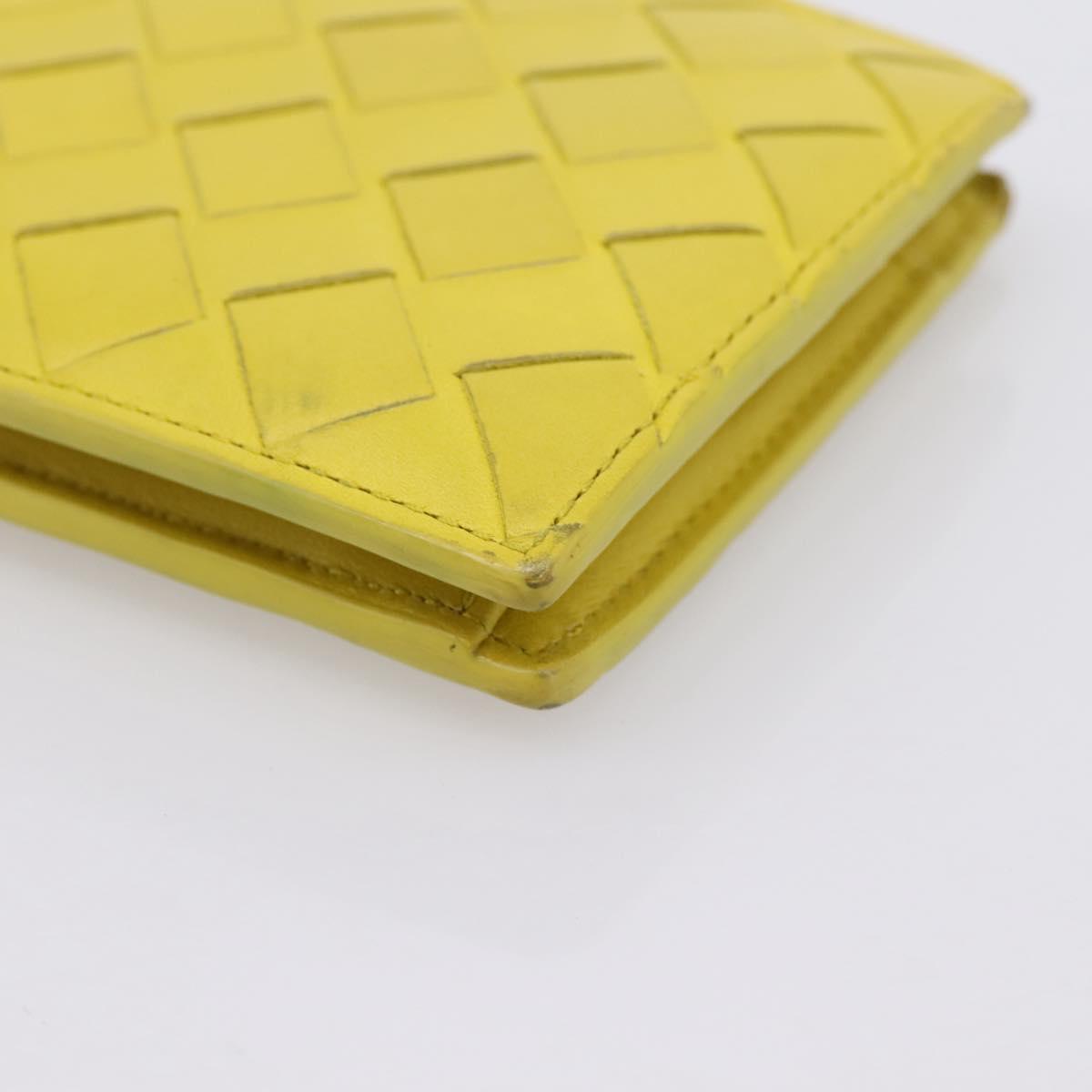 BOTTEGA VENETA INTRECCIATO Bifold Wallet Leather Yellow Auth BA15335