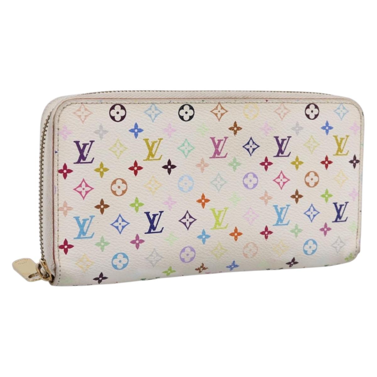 LOUIS VUITTON Monogram Multicolor Zippy Wallet White M60241 LV Auth BA15336
