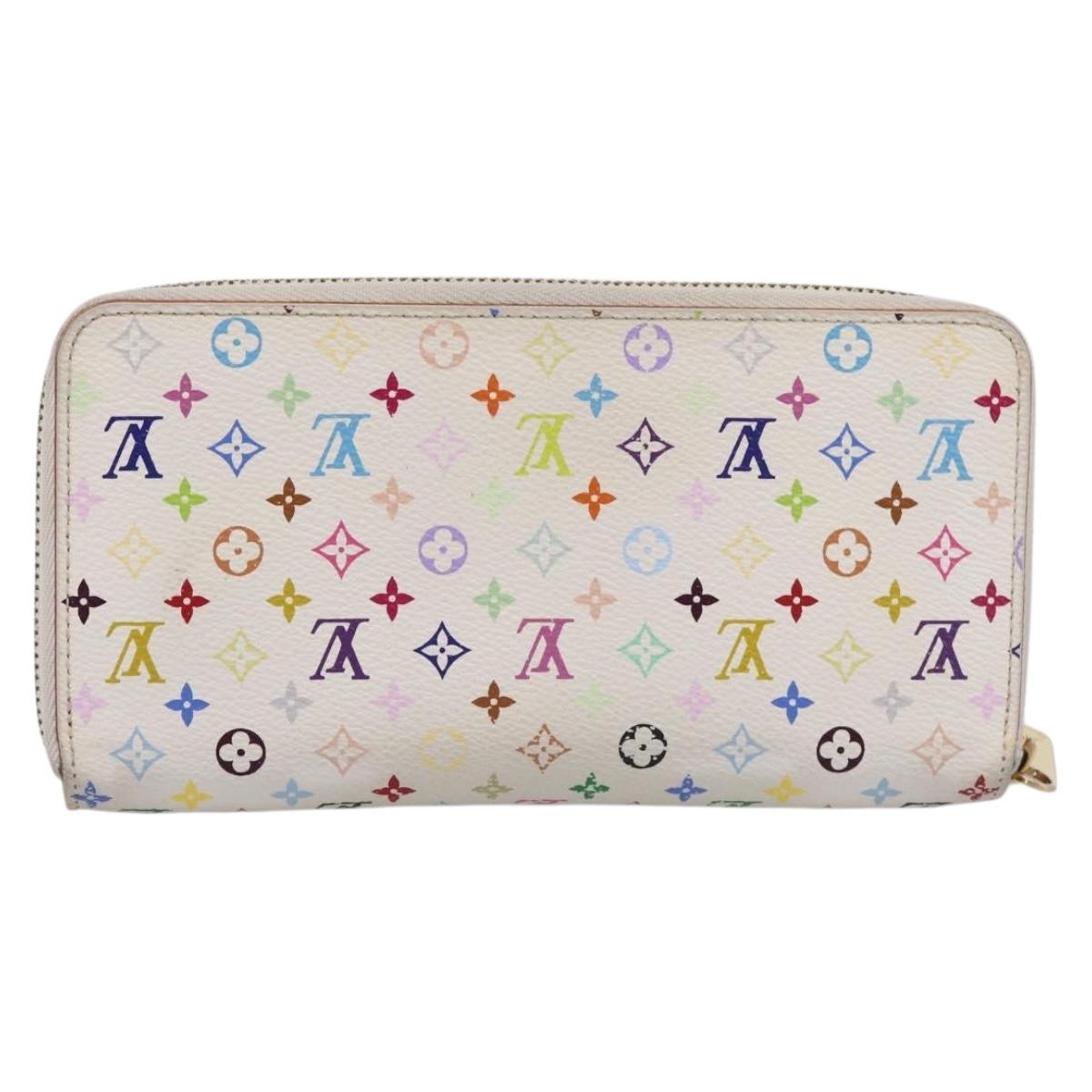 LOUIS VUITTON Monogram Multicolor Zippy Wallet White M60241 LV Auth BA15336