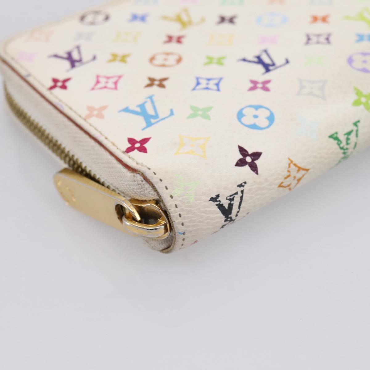 LOUIS VUITTON Monogram Multicolor Zippy Wallet White M60241 LV Auth BA15336