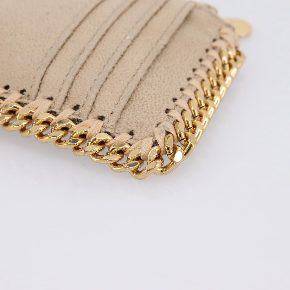 Stella MacCartney Falabella Coin Purse Suede Beige Gold Tone Auth BA15341