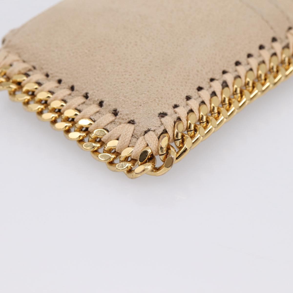 Stella MacCartney Falabella Coin Purse Suede Beige Gold Tone Auth BA15341