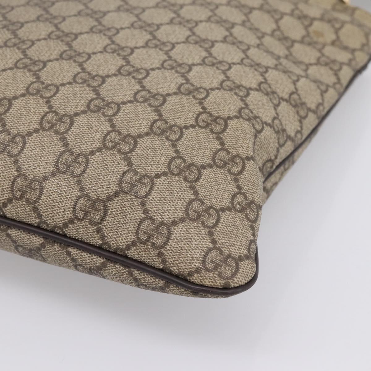 GUCCI GG Supreme Shoulder Bag PVC Leather Beige Gold Tone 201446 Auth BA15344