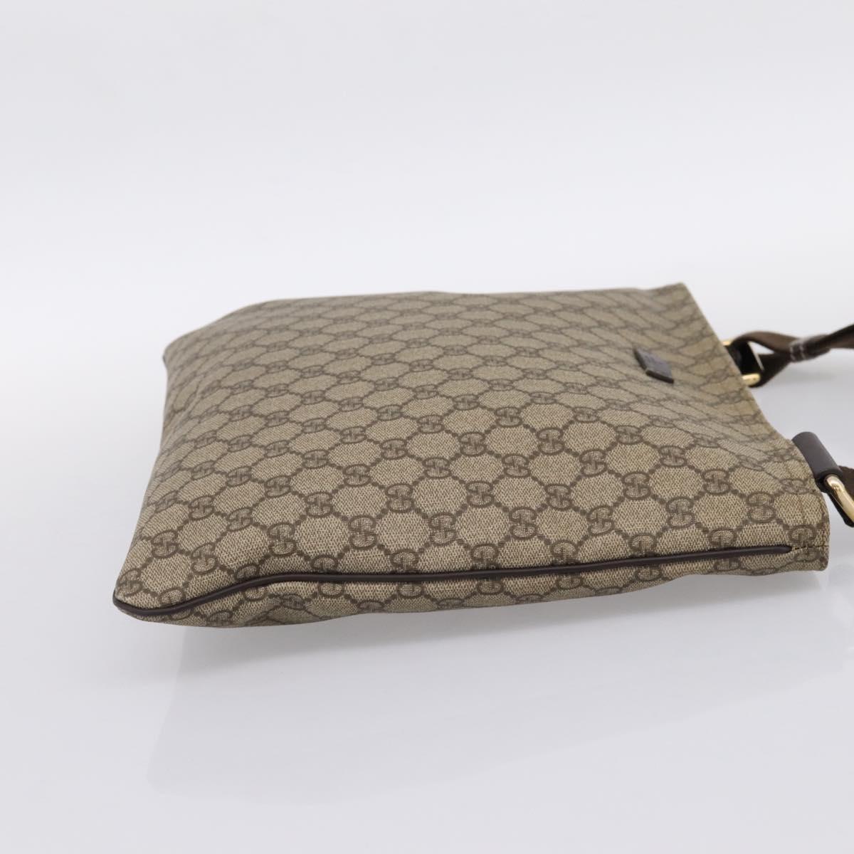 GUCCI GG Supreme Shoulder Bag PVC Leather Beige Gold Tone 201446 Auth BA15344