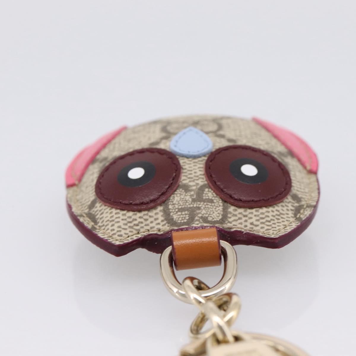 GUCCI GG Supreme Charm PVC Leather Beige Gold Tone Auth BA15352V