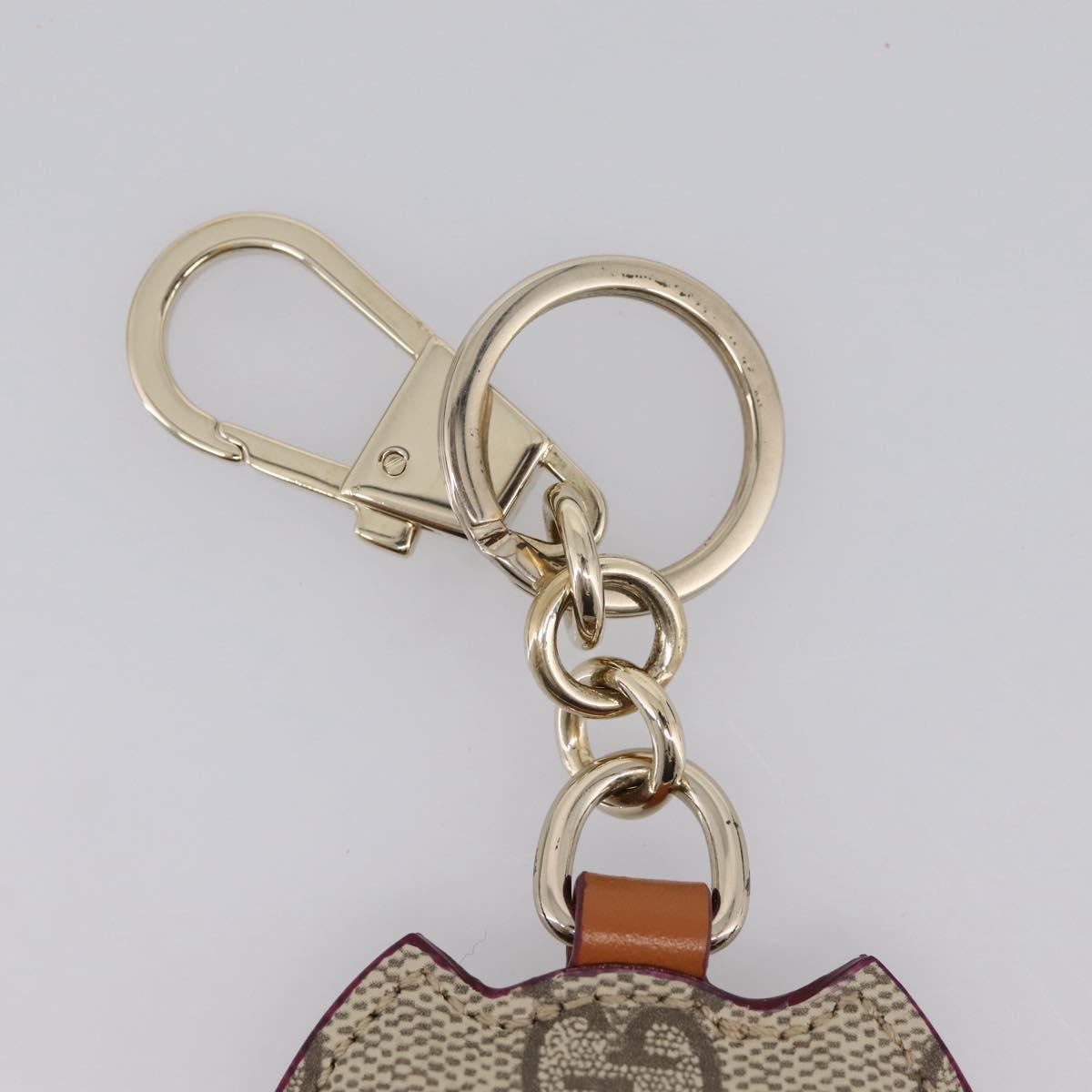 GUCCI GG Supreme Charm PVC Leather Beige Gold Tone Auth BA15352V