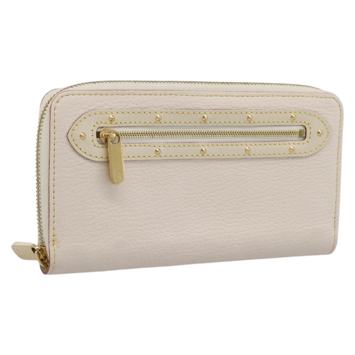 LOUIS VUITTON Suhari Zippy Wallet Long Wallet Leather White M93026 Auth BA15356A