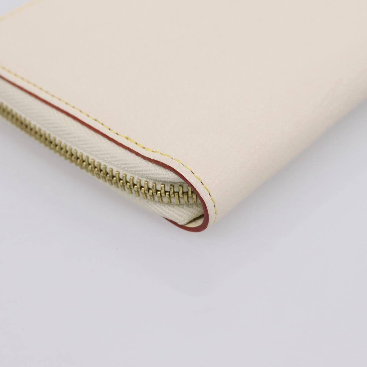 LOUIS VUITTON Suhari Zippy Wallet Long Wallet Leather White M93026 Auth BA15356A