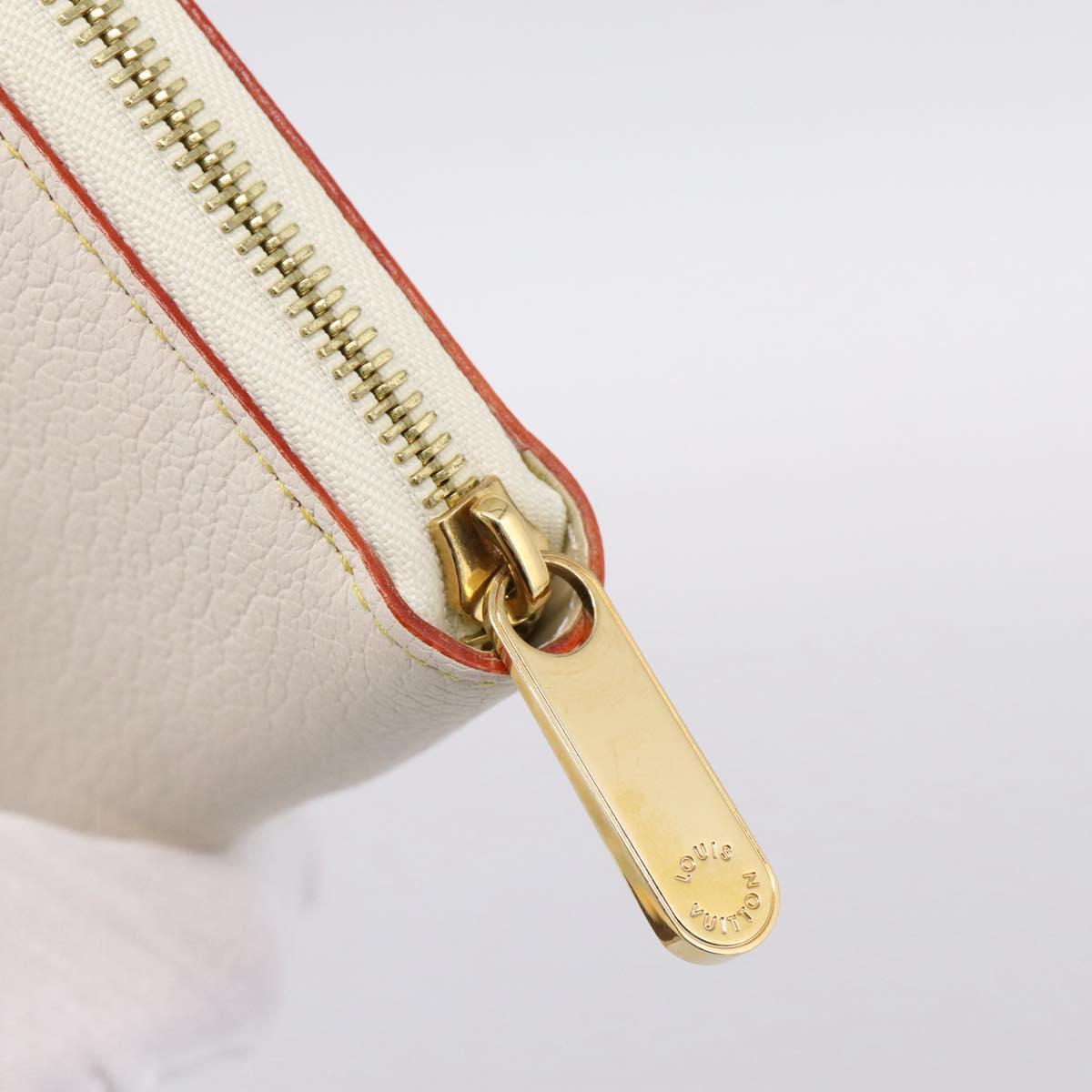 LOUIS VUITTON Suhari Zippy Wallet Long Wallet Leather White M93026 Auth BA15356A