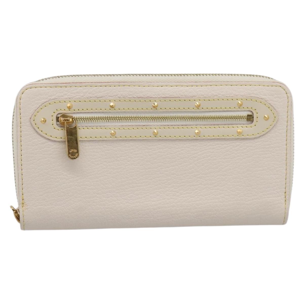 LOUIS VUITTON Suhari Zippy Wallet Long Wallet Leather White M93026 Auth BA15356A