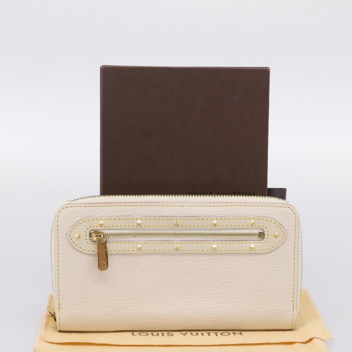 LOUIS VUITTON Suhari Zippy Wallet Long Wallet Leather White M93026 Auth BA15356A