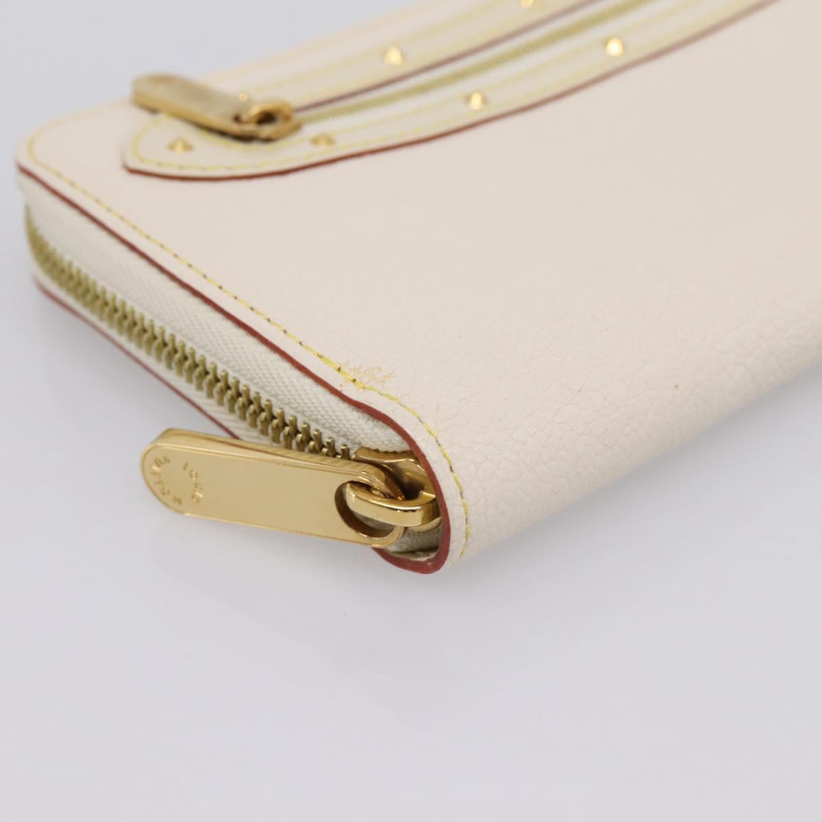 LOUIS VUITTON Suhari Zippy Wallet Long Wallet Leather White M93026 Auth BA15356A