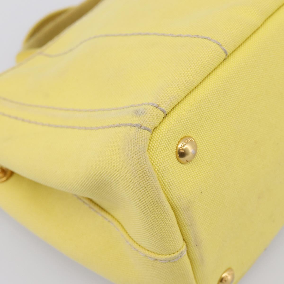 PRADA Kanapa PM Hand Bag Canvas Yellow Gold Tone Auth BA15357