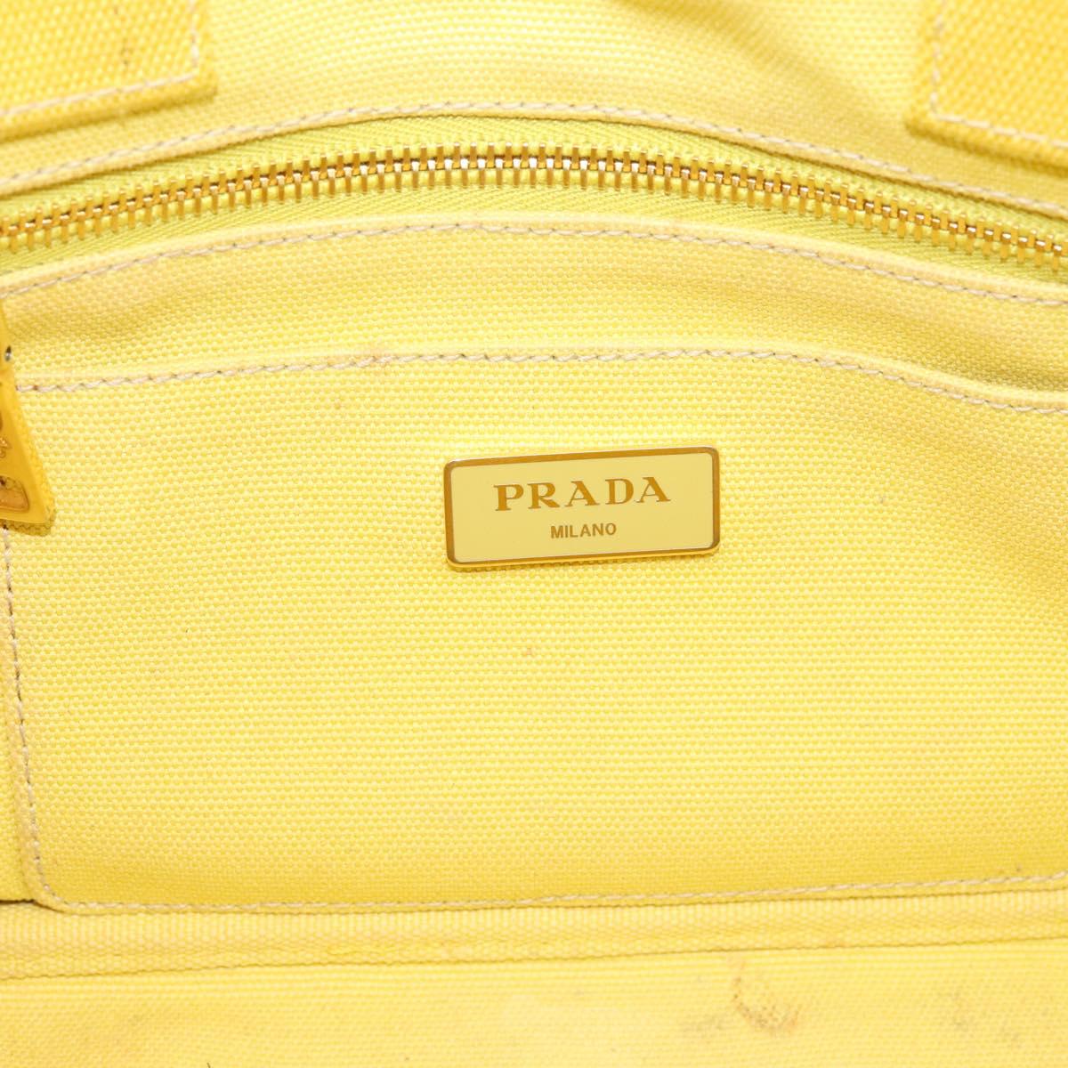 PRADA Kanapa PM Hand Bag Canvas Yellow Gold Tone Auth BA15357