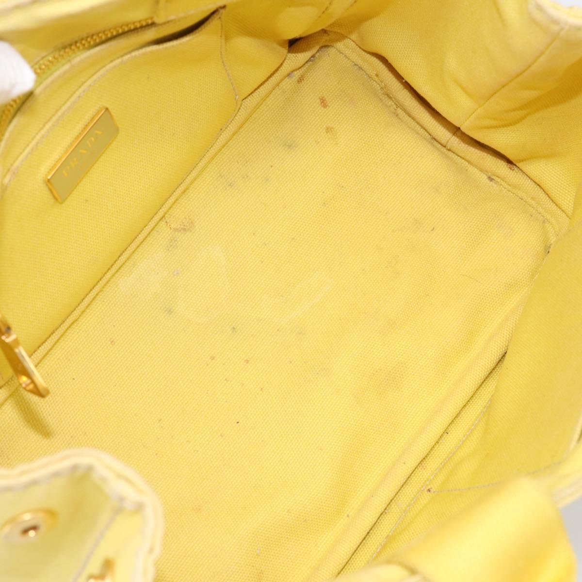 PRADA Kanapa PM Hand Bag Canvas Yellow Gold Tone Auth BA15357