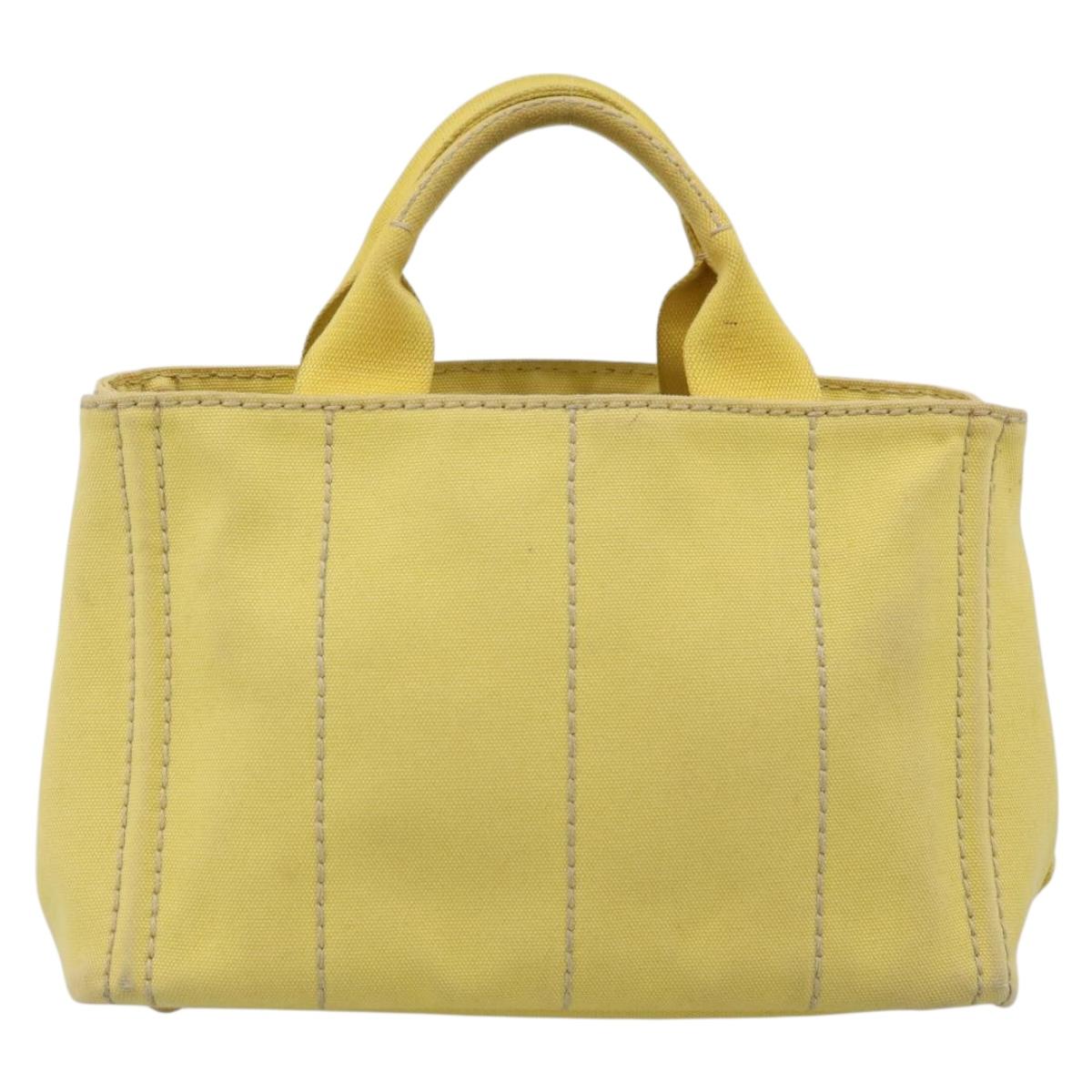 PRADA Kanapa PM Hand Bag Canvas Yellow Gold Tone Auth BA15357
