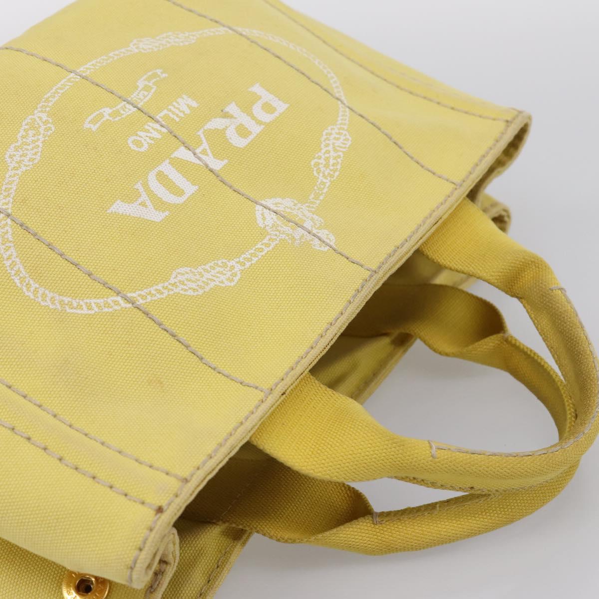PRADA Kanapa PM Hand Bag Canvas Yellow Gold Tone Auth BA15357