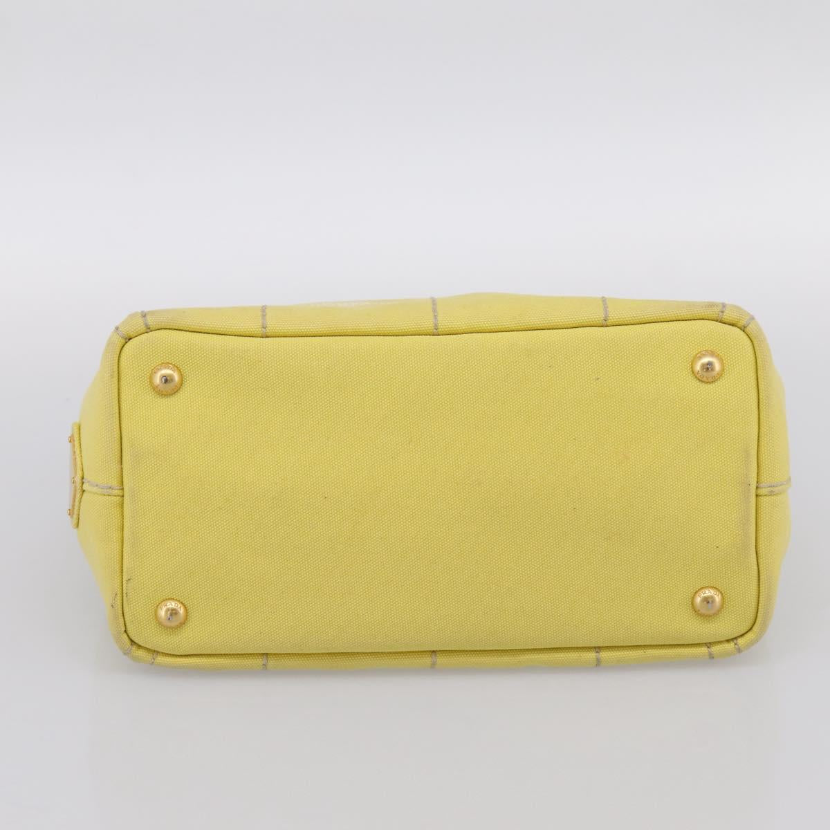 PRADA Kanapa PM Hand Bag Canvas Yellow Gold Tone Auth BA15357
