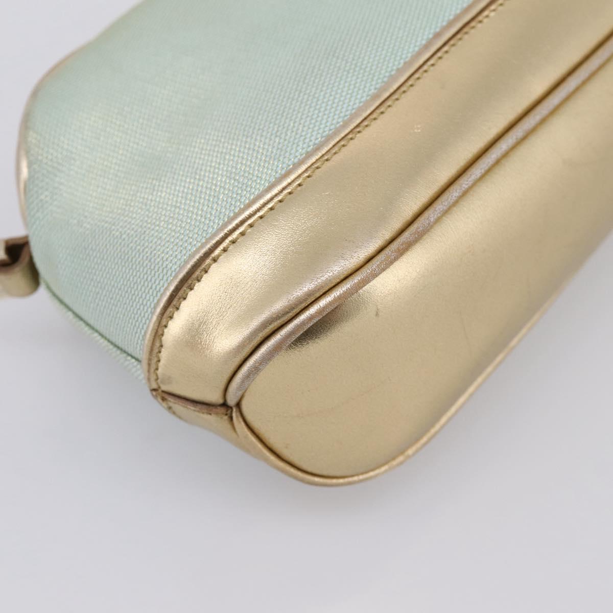 GUCCI Pouch Canvas Light Blue Gold Tone 039 1133 Auth BA15361