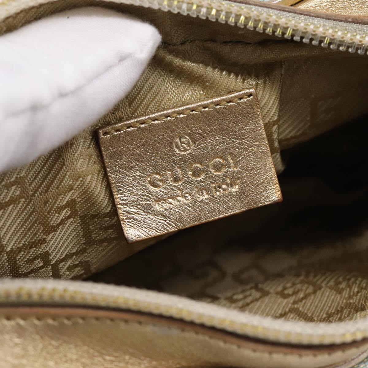 GUCCI Pouch Canvas Light Blue Gold Tone 039 1133 Auth BA15361
