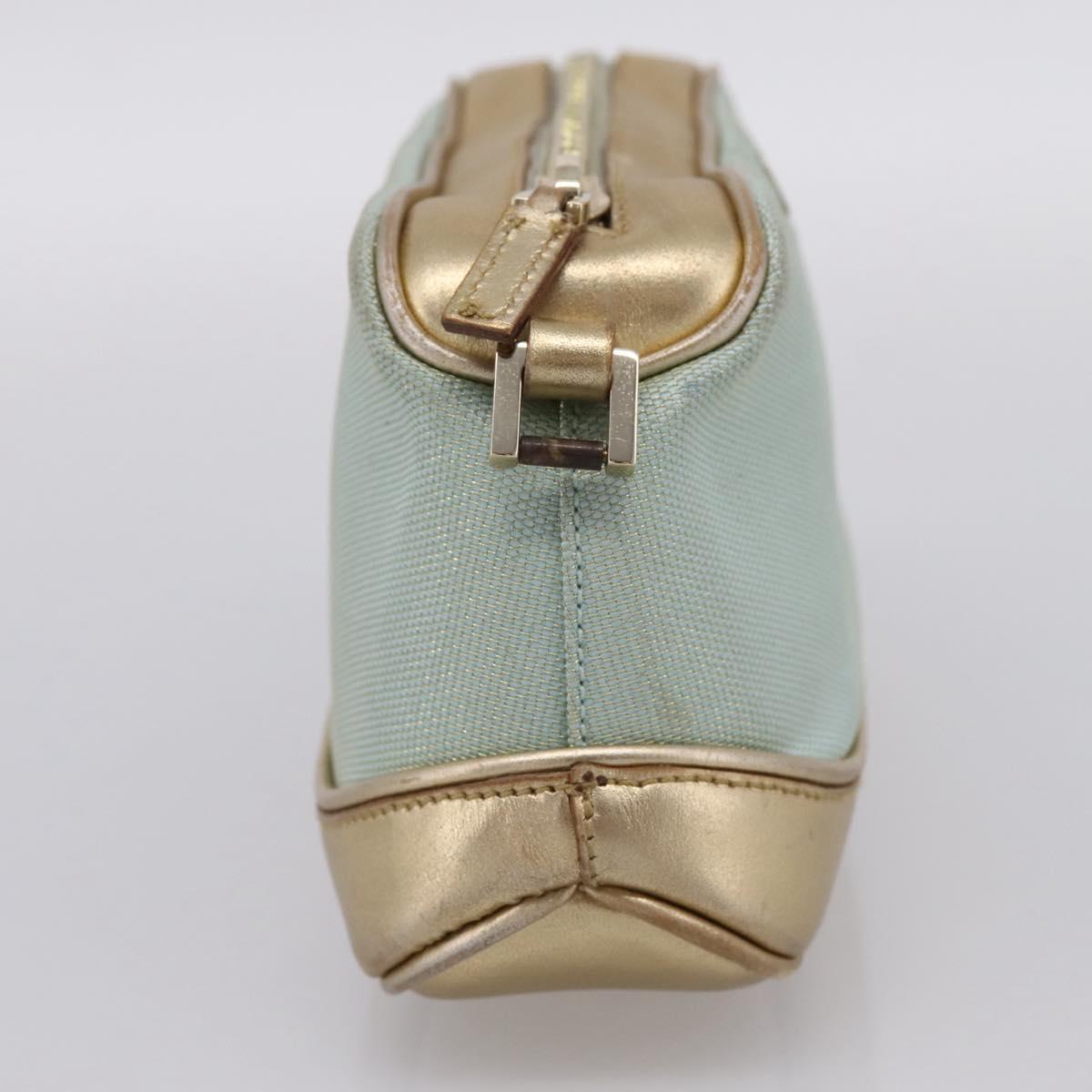 GUCCI Pouch Canvas Light Blue Gold Tone 039 1133 Auth BA15361