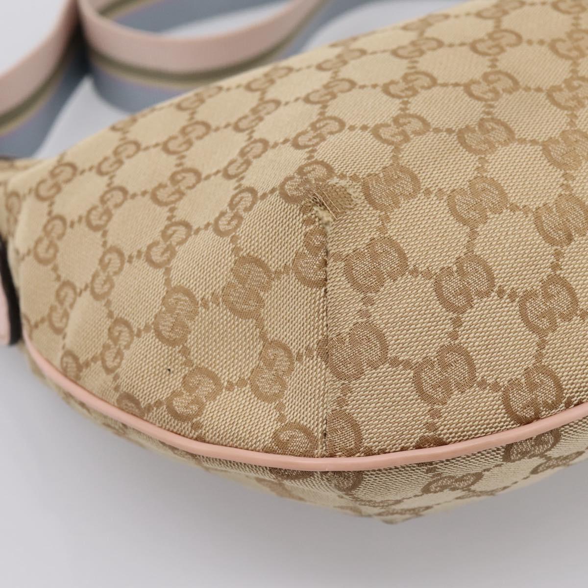 GUCCI GG Canvas Sherry Line Shoulder Bag Beige Gold Tone 181092 Auth BA15362
