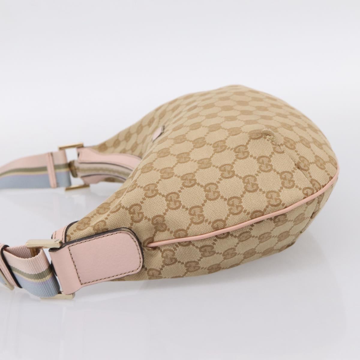 GUCCI GG Canvas Sherry Line Shoulder Bag Beige Gold Tone 181092 Auth BA15362